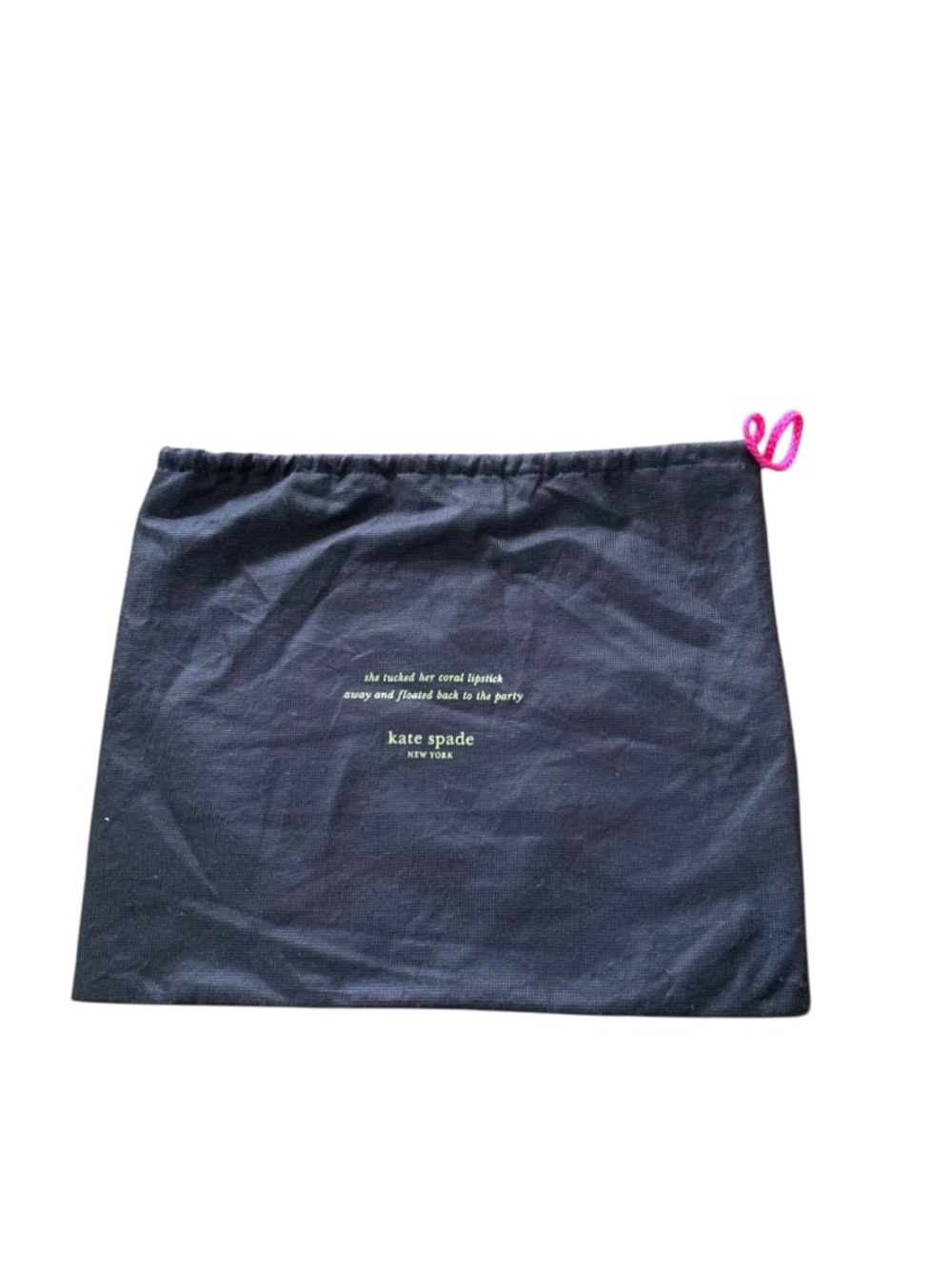 Kate Spade brown drawstring skirt storage pouch with pink cord